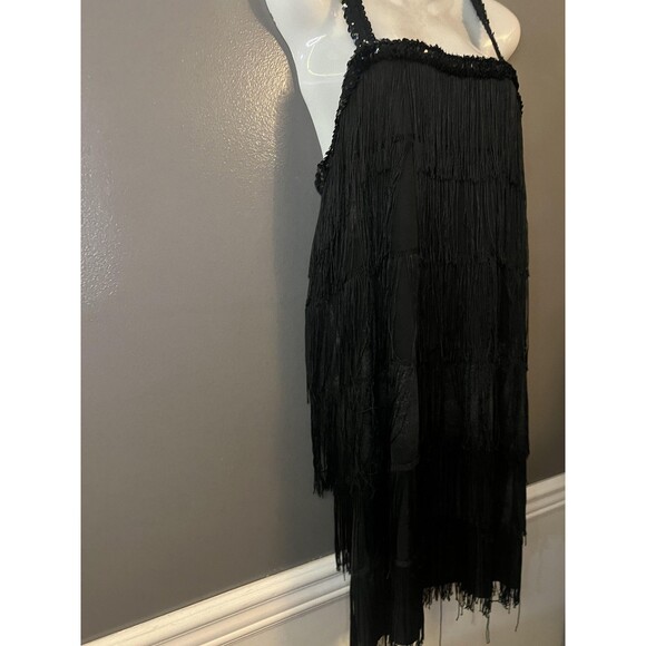 CostumesUSA Dress Womens Extra Large Black 20s Flapper Fringe Tassel Sequin - Picture 4 of 9